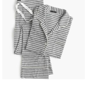 J Crew Pajama Set Gray and White Stripes